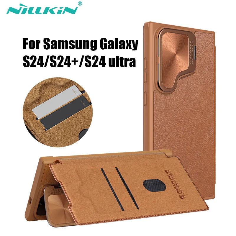 Samsung Galaxy S24 Ultra Leather Flip Wallet Case with 3 Card