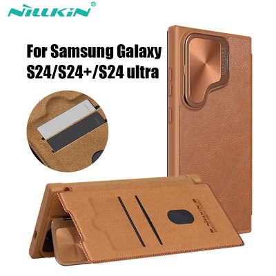 Leather Case with Card Slot & Camera Protection For Galaxy S24 Series